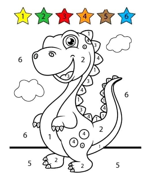 A Cute Dinosaur Color By Number