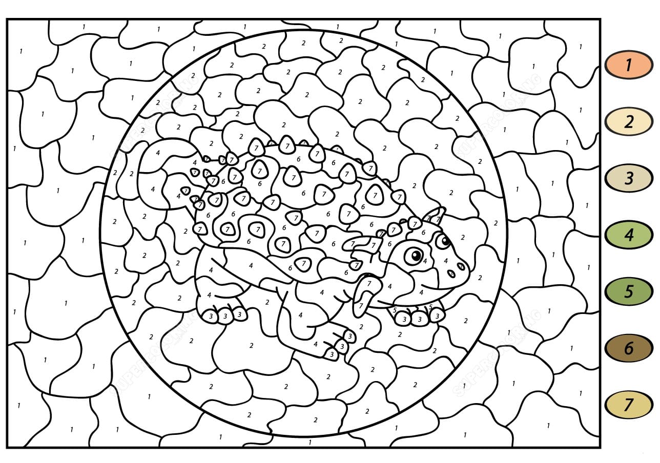 Ankylosaurus Dinosaur Color By Number