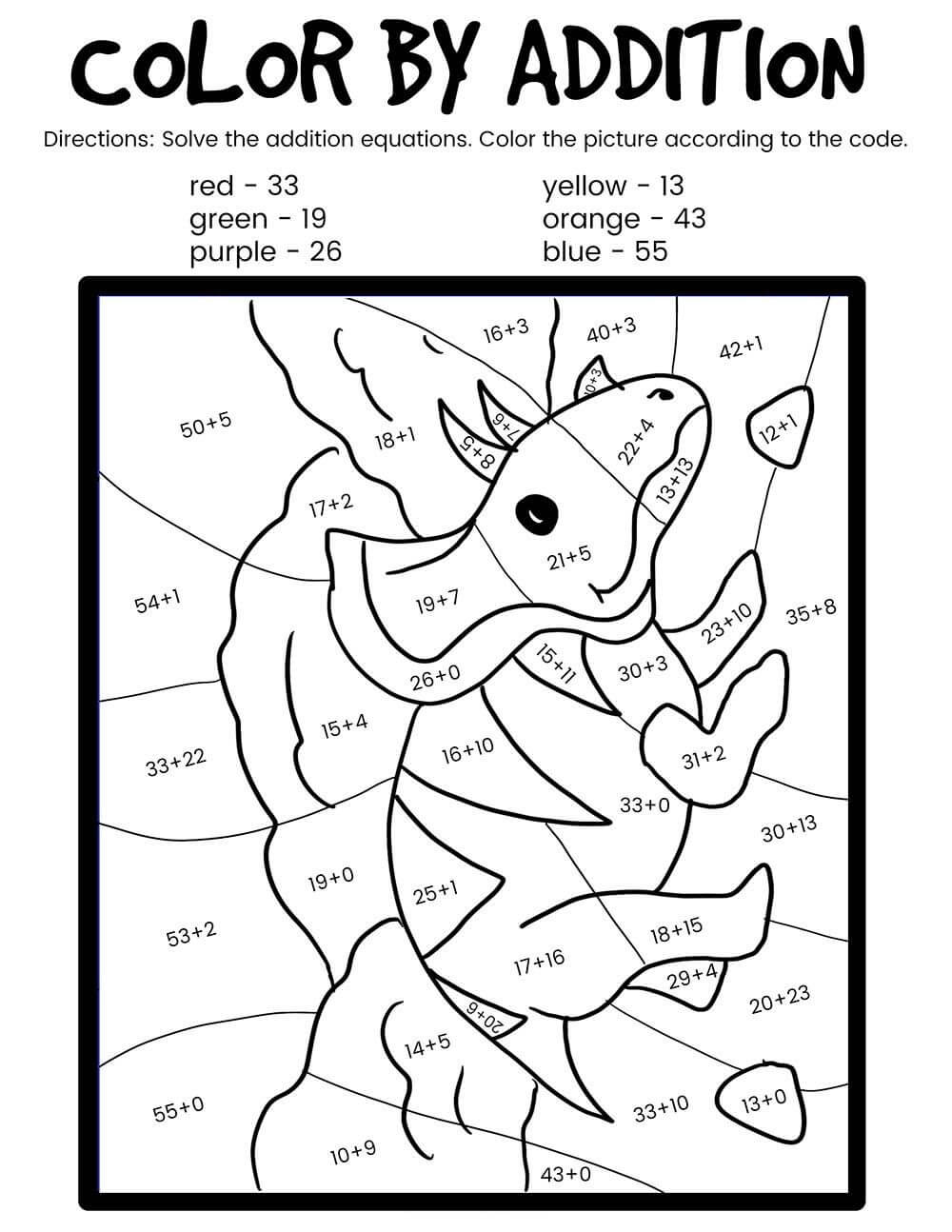 Basic Triceratops Color By Number