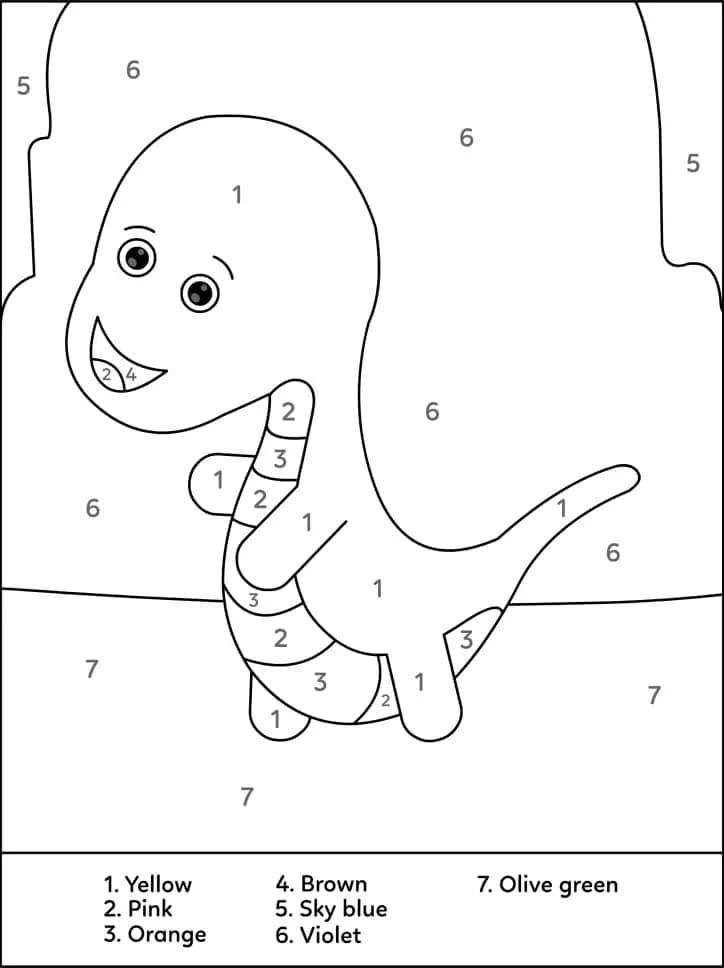 Cute Baby Dinosaur Color By Number