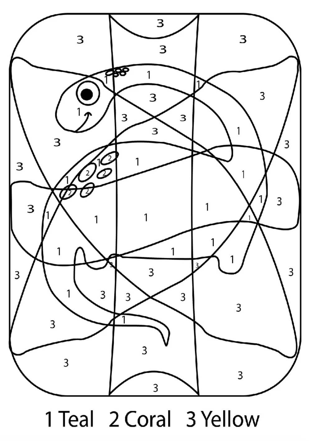 Dinosaur Color by Numbers for Preschool