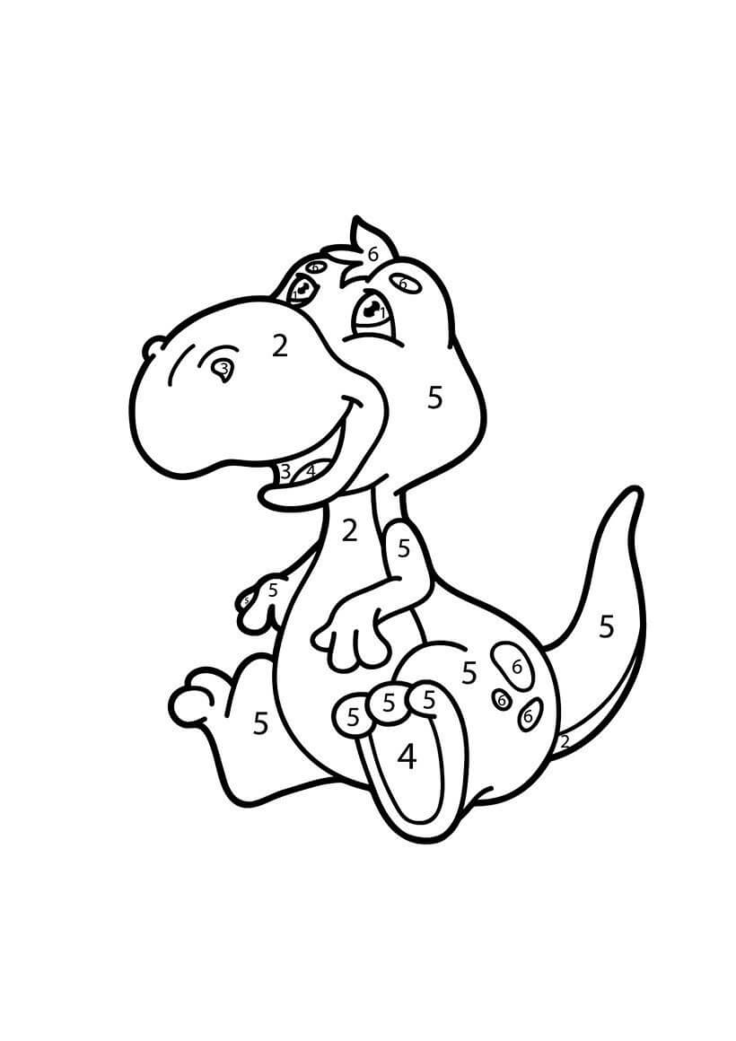 Dinosaur Sitting Color By Number