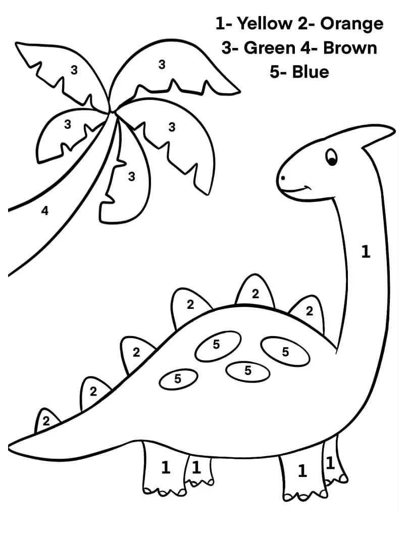 Easy Dinosaur Color by Number