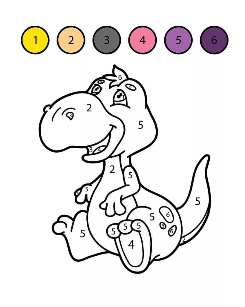 Happy Dinosaur Color By Number