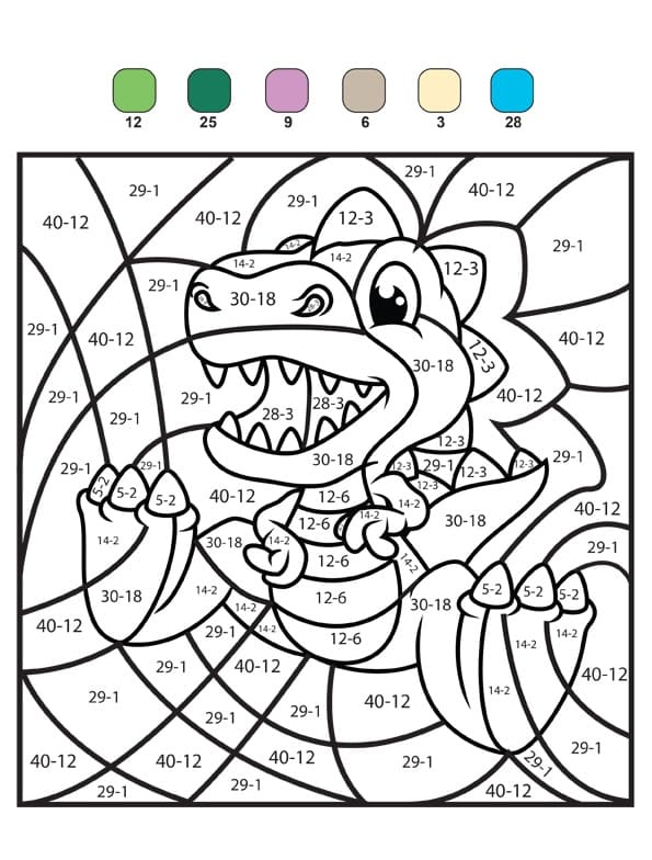 Little Dinosaur Color By Number