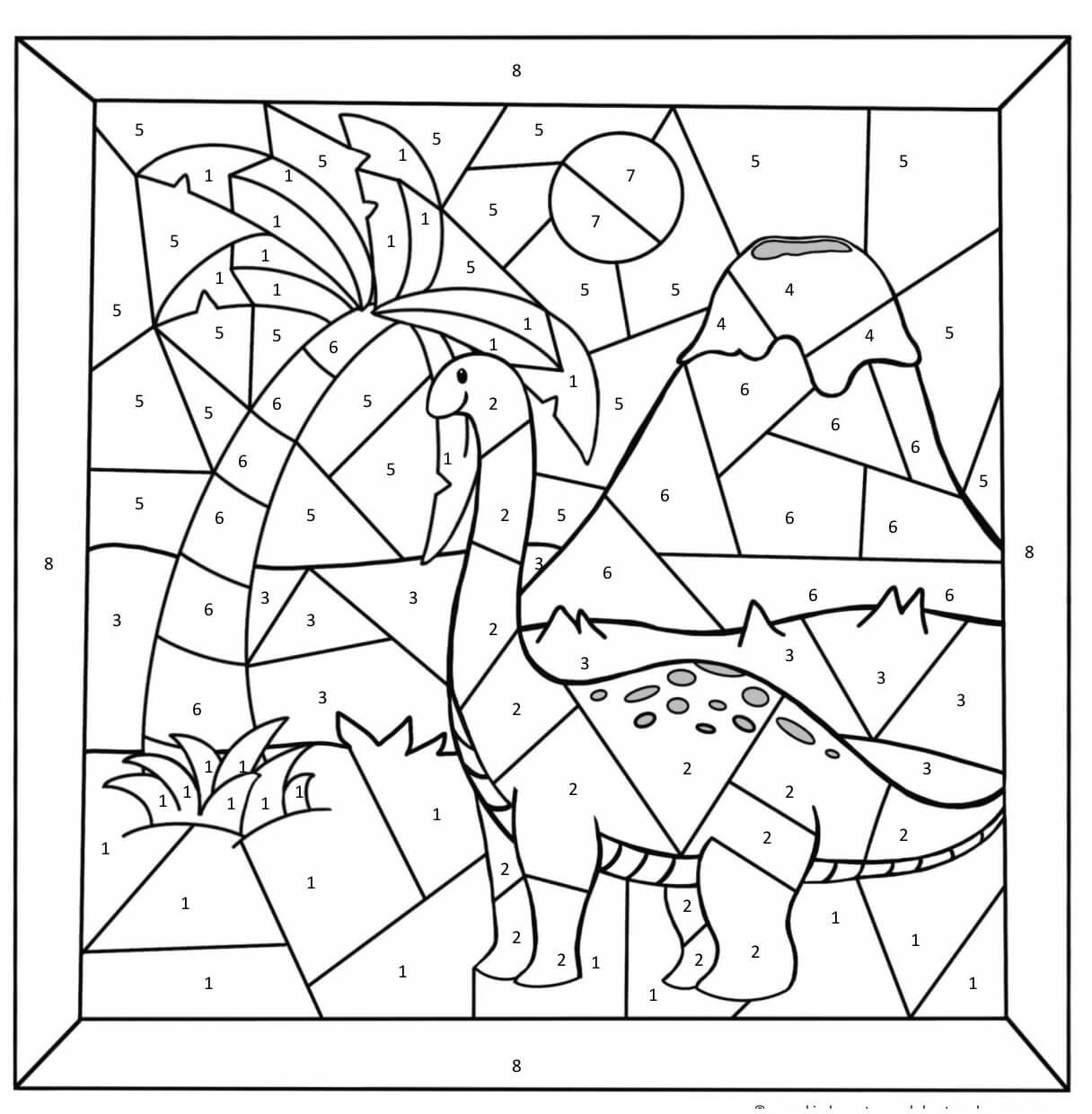 Simple Dinosaur Color by Number