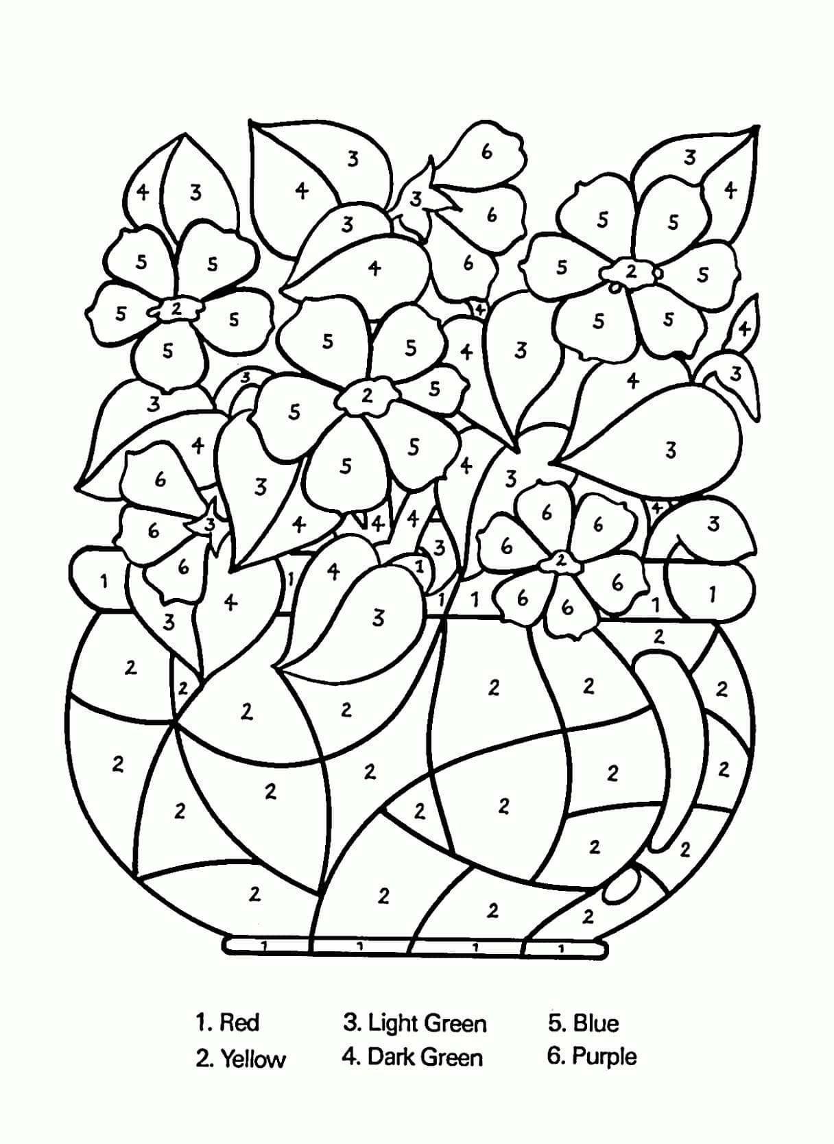 Simple Vase of Flowers Color By Number