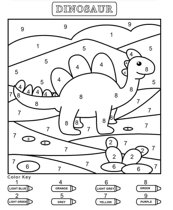Smiling Dinosaur Color By Number