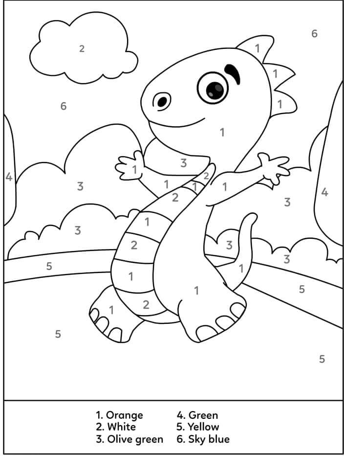 T-Rex Walking Color By Number Color By Number