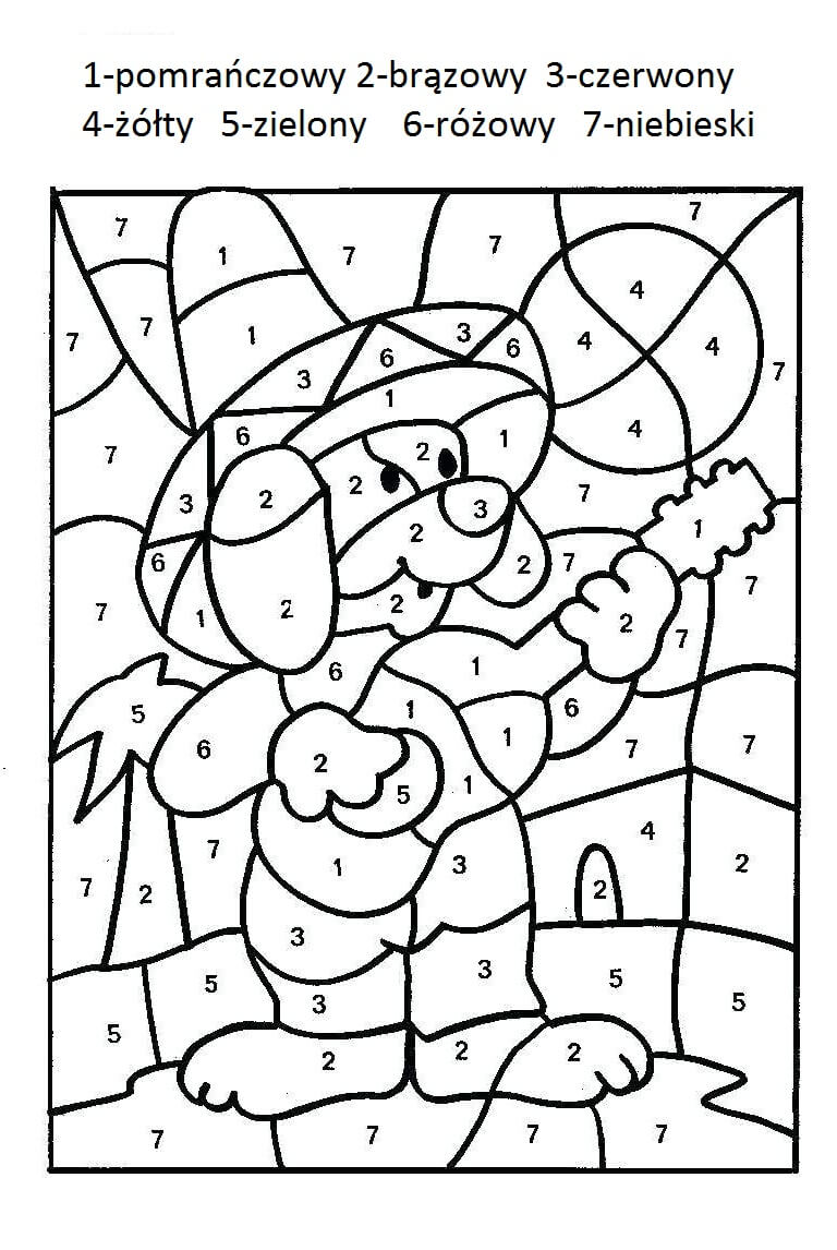 Teddy Bear playing Guitar Color By Number Color By Number