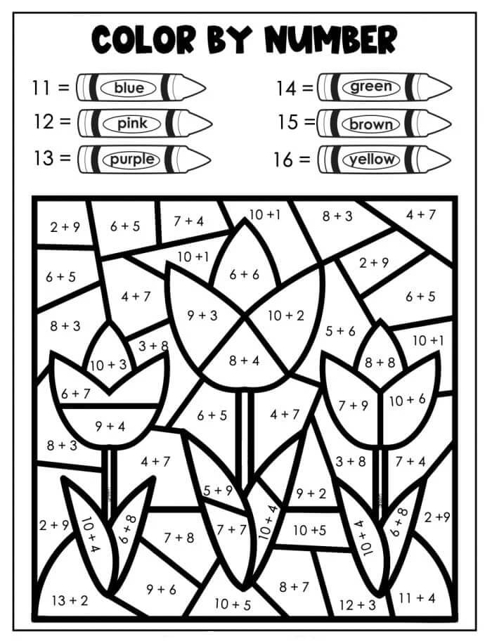 Three Flowers Color by Number