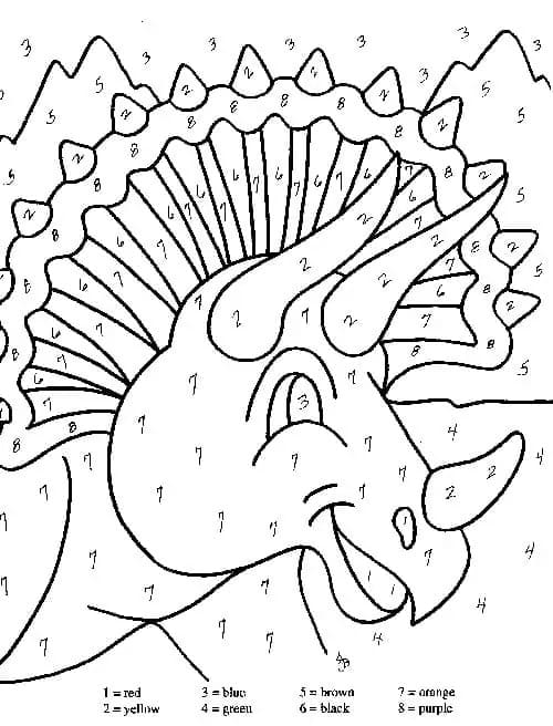 Triceratops Dinosaur Color By Number