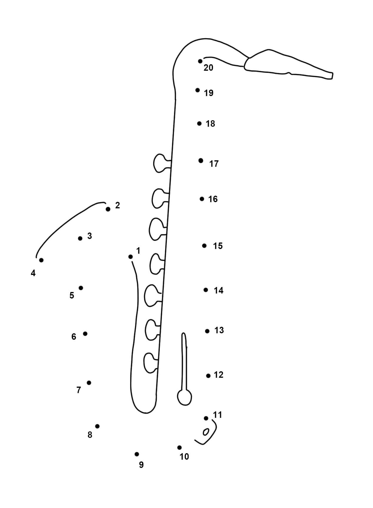 Basic Saxophone Color by Number Color By Number