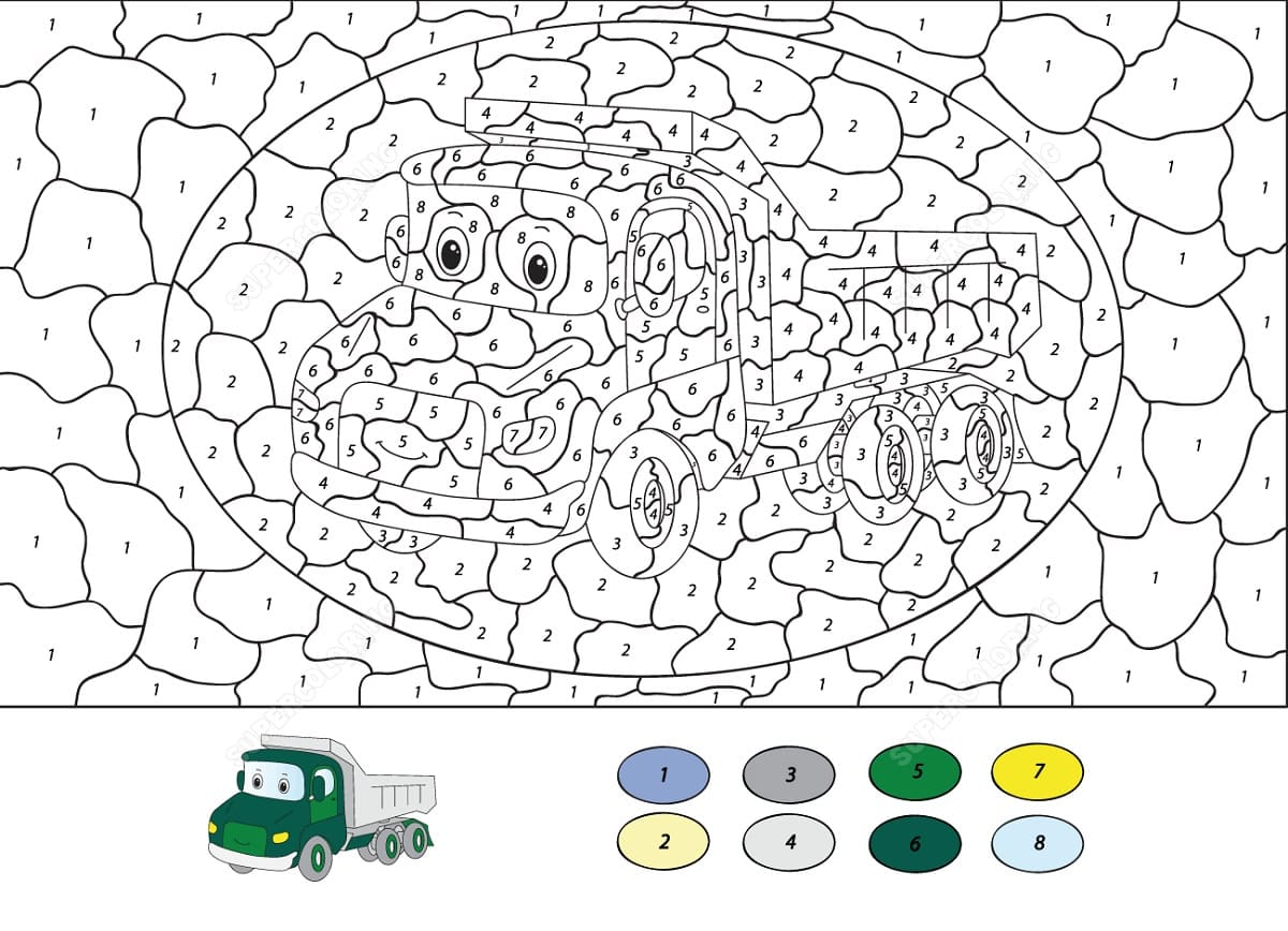 Cartoon Truck Color By Number