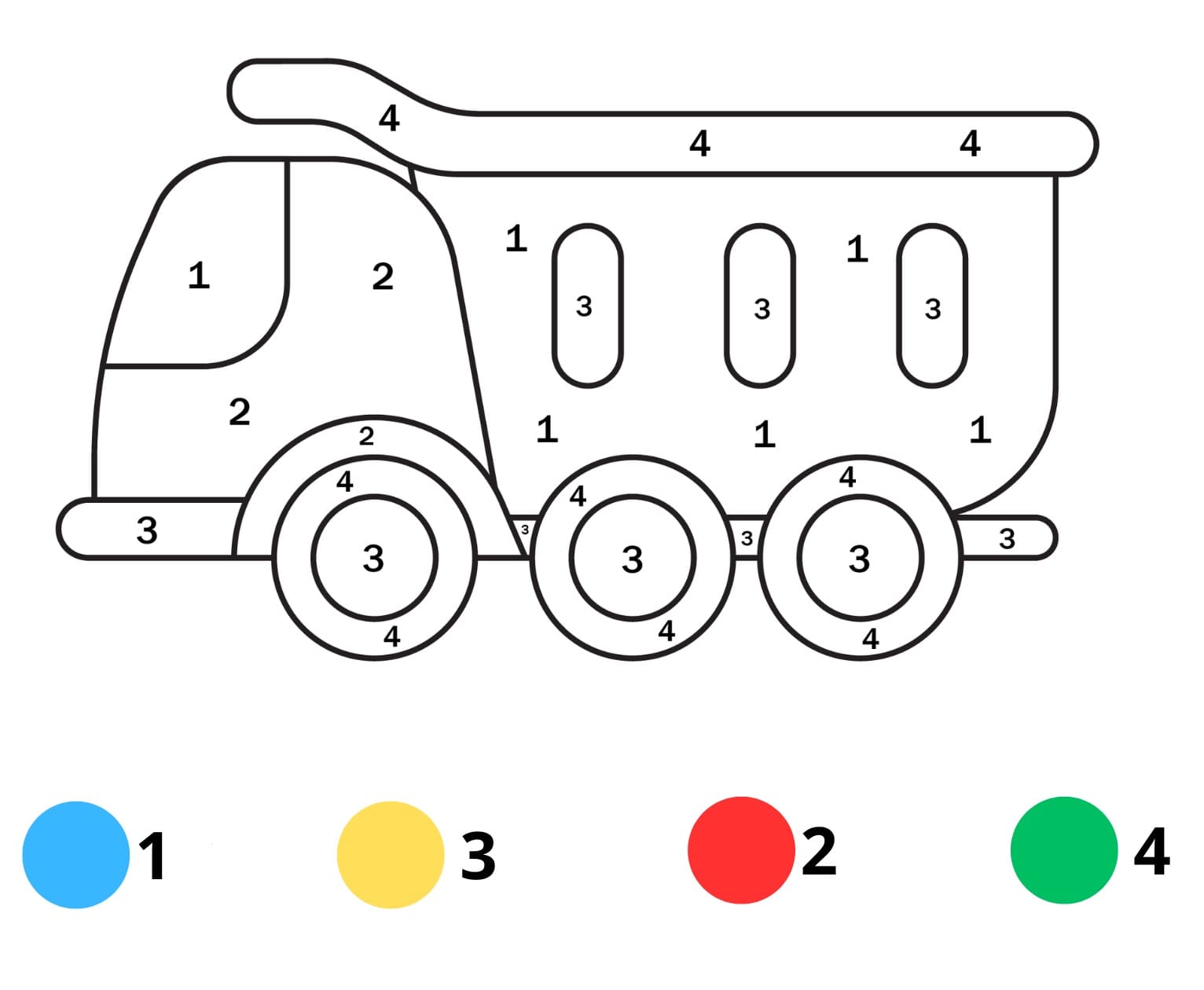 Easy Truck Color By Number