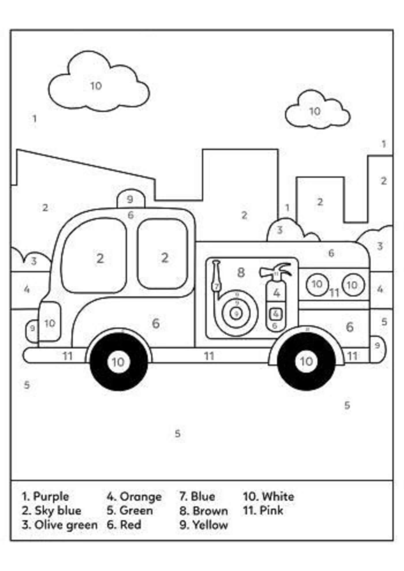 Firetruck Color By Number