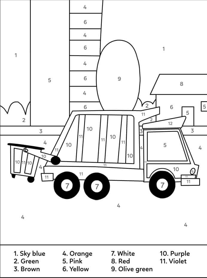 Garbage Truck Color By Number