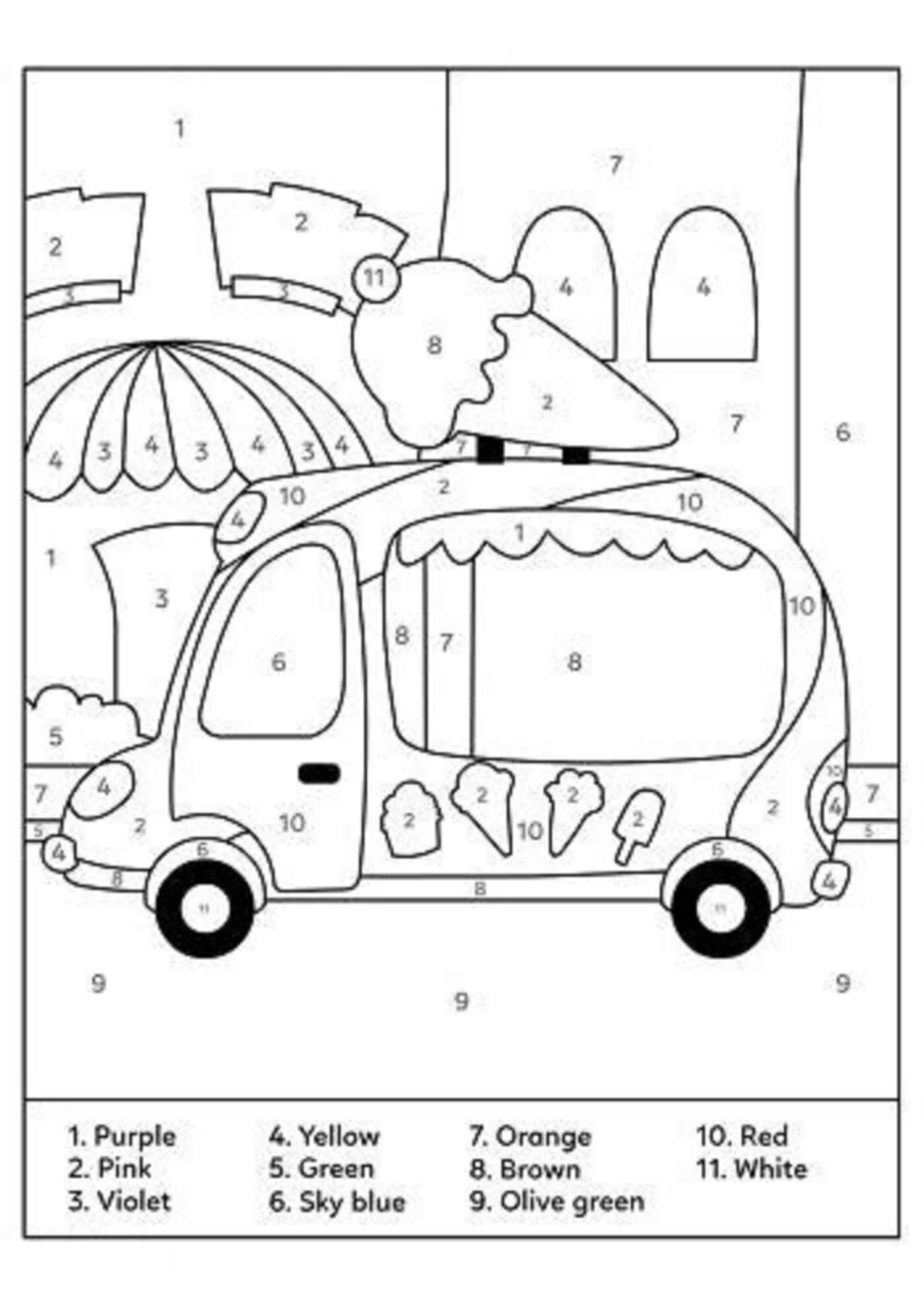 Ice Cream Truck Color By Number