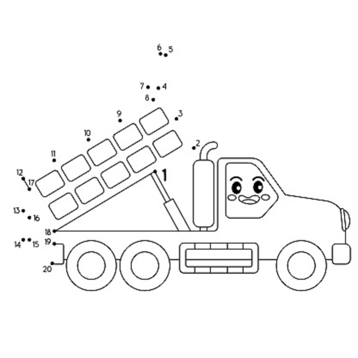 Kawaii Truck Color By Number