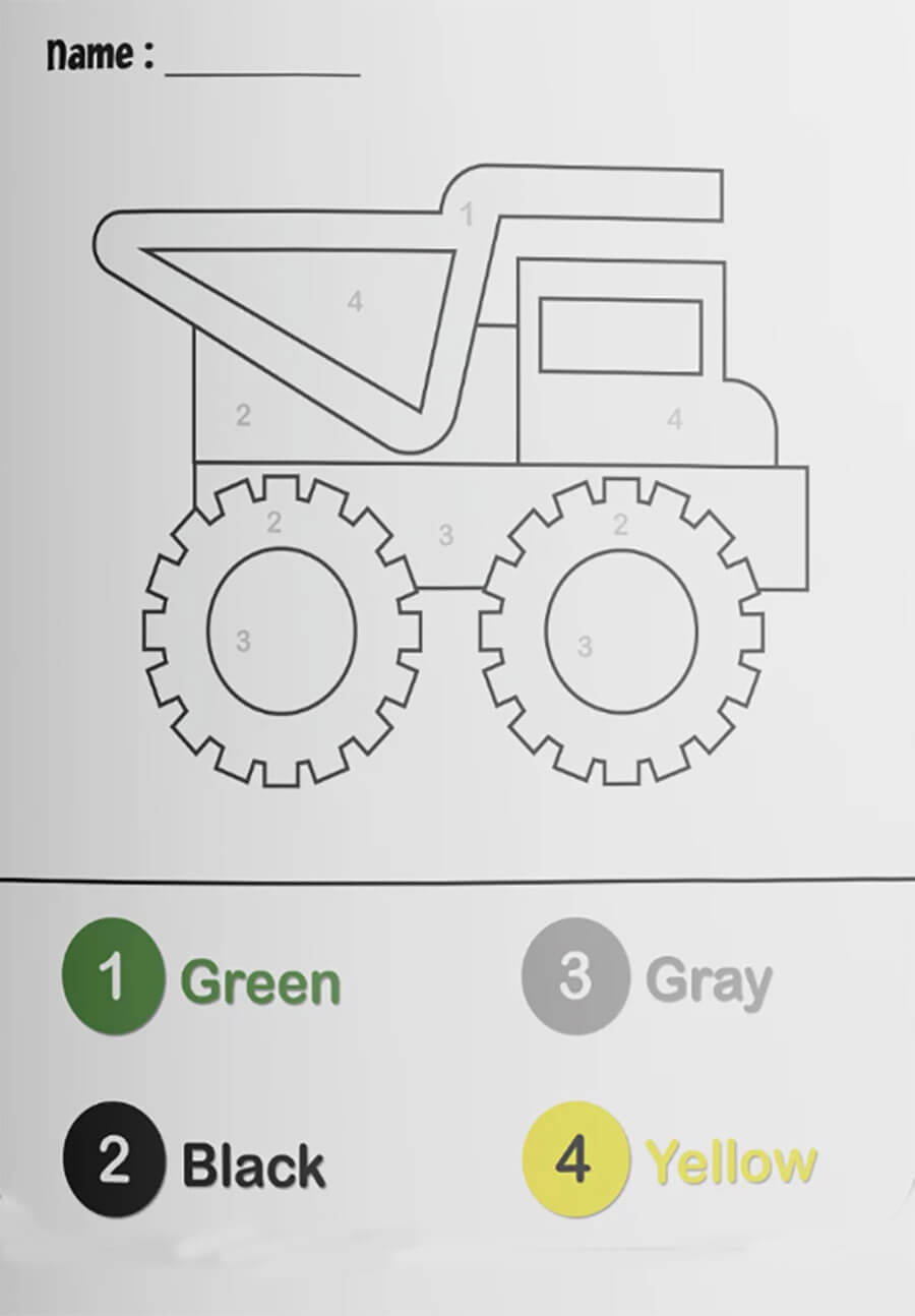 Truck Easy Color by Number