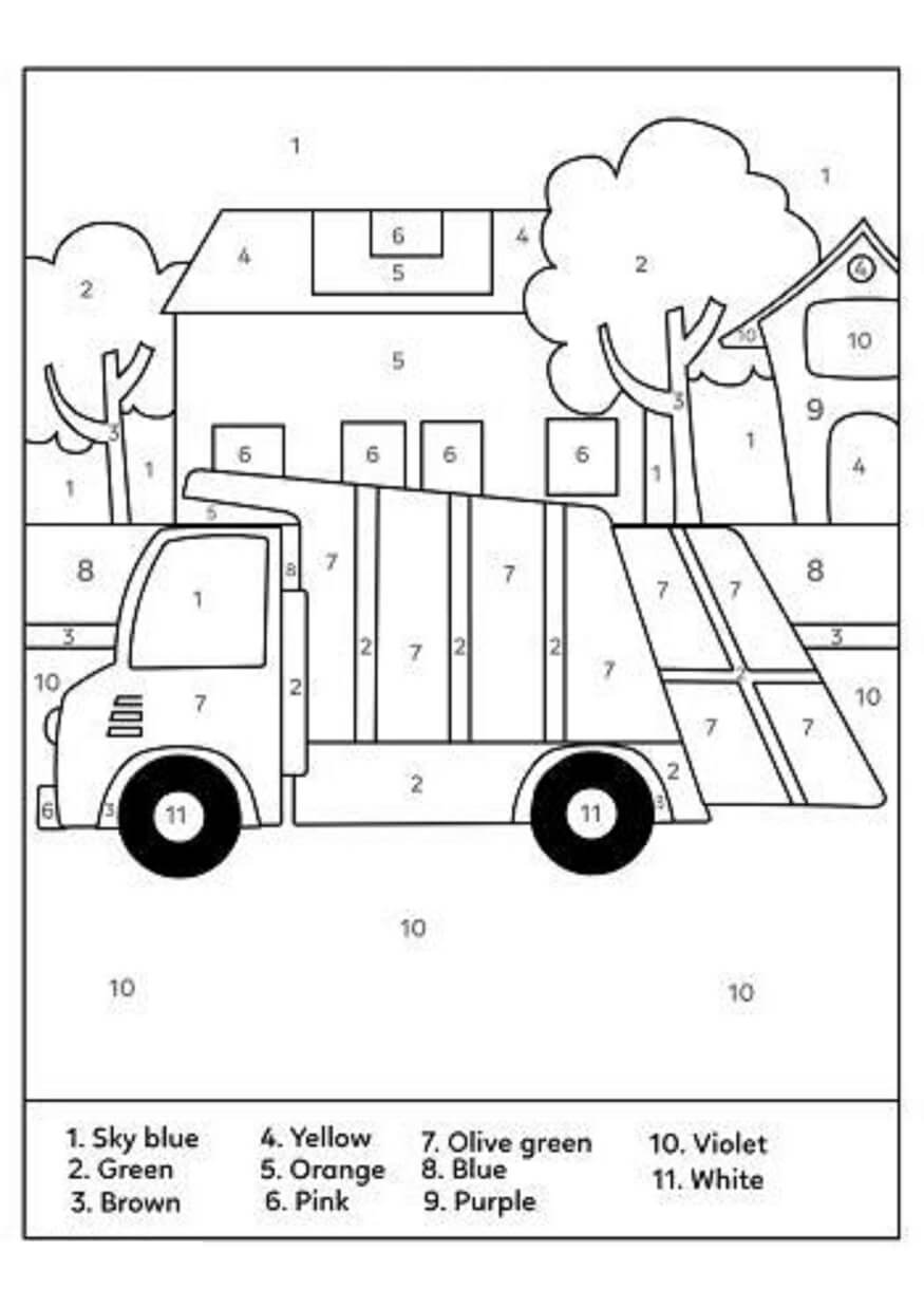 Truck and House Color By Number