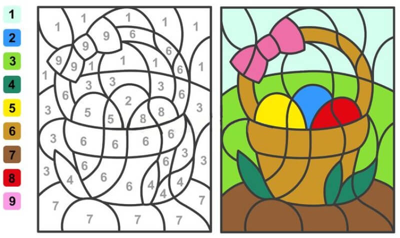 3 easter eggs color by number
