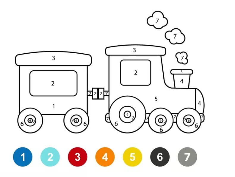 A Cute Train Color By Number