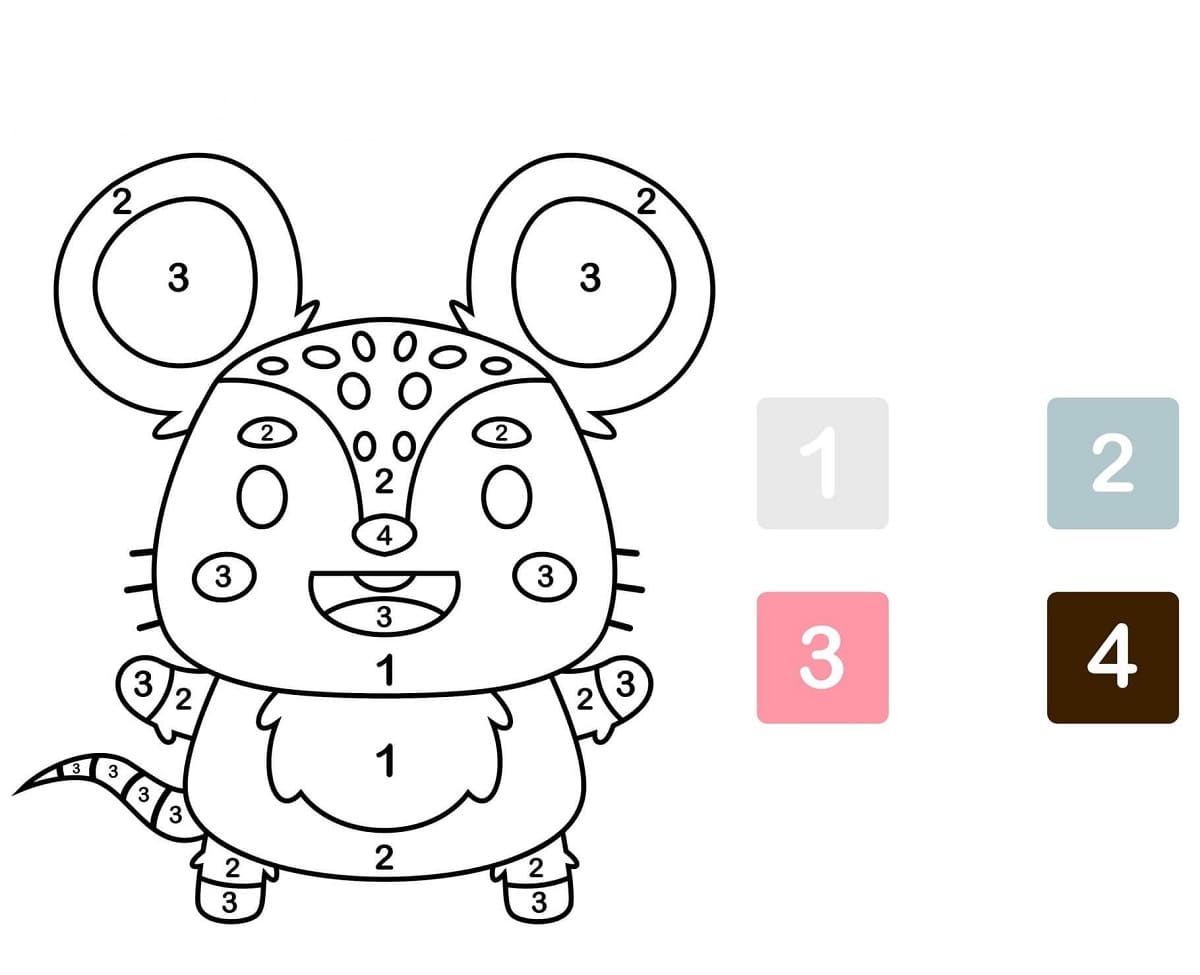 A Happy Mouse Color by Number
