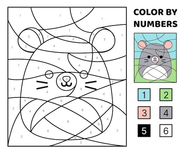 A cute Mouse Color by Number