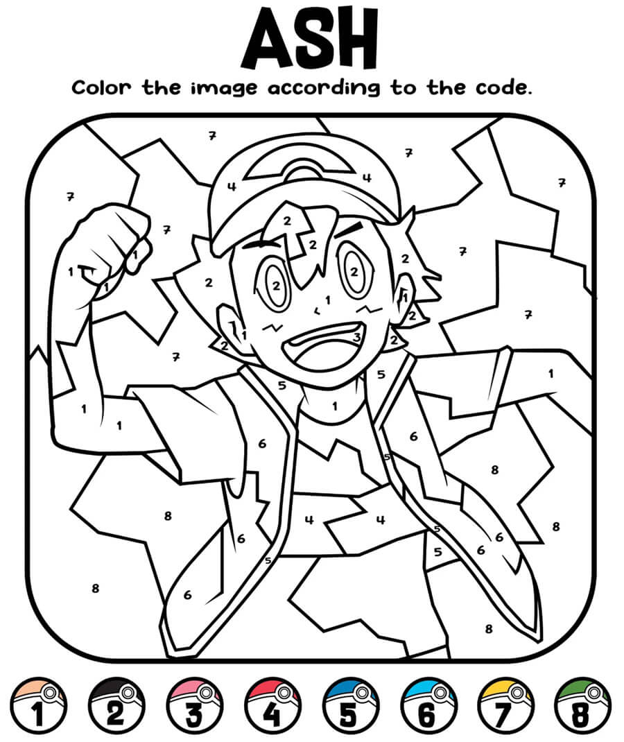 ASH Pokemon Color by Number