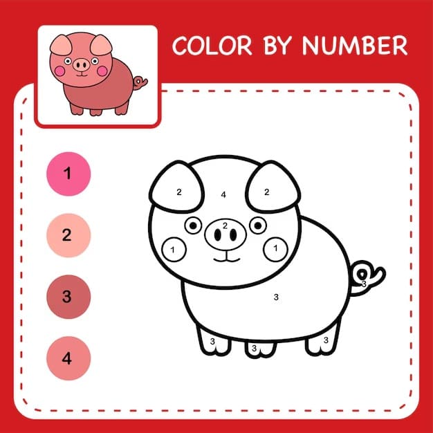Adorable Pig Color By Number