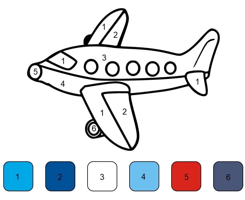 Basic Airplane Color By Number