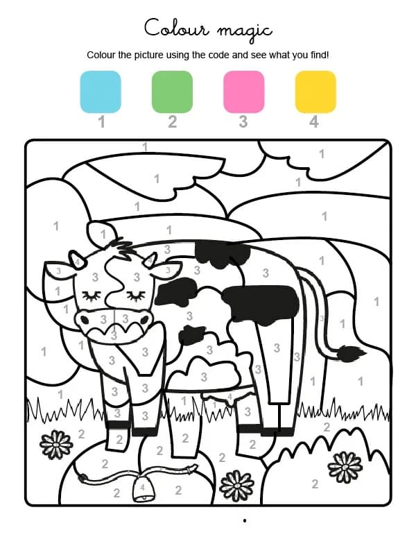 Basic Cow Color By Number Color By Number