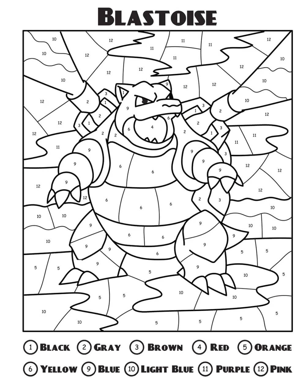 Blastoise Pokemon Color by Number Color By Number