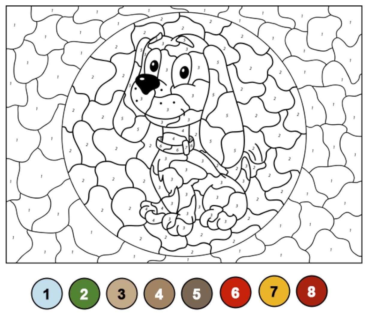 Cartoon Dog Color By Number