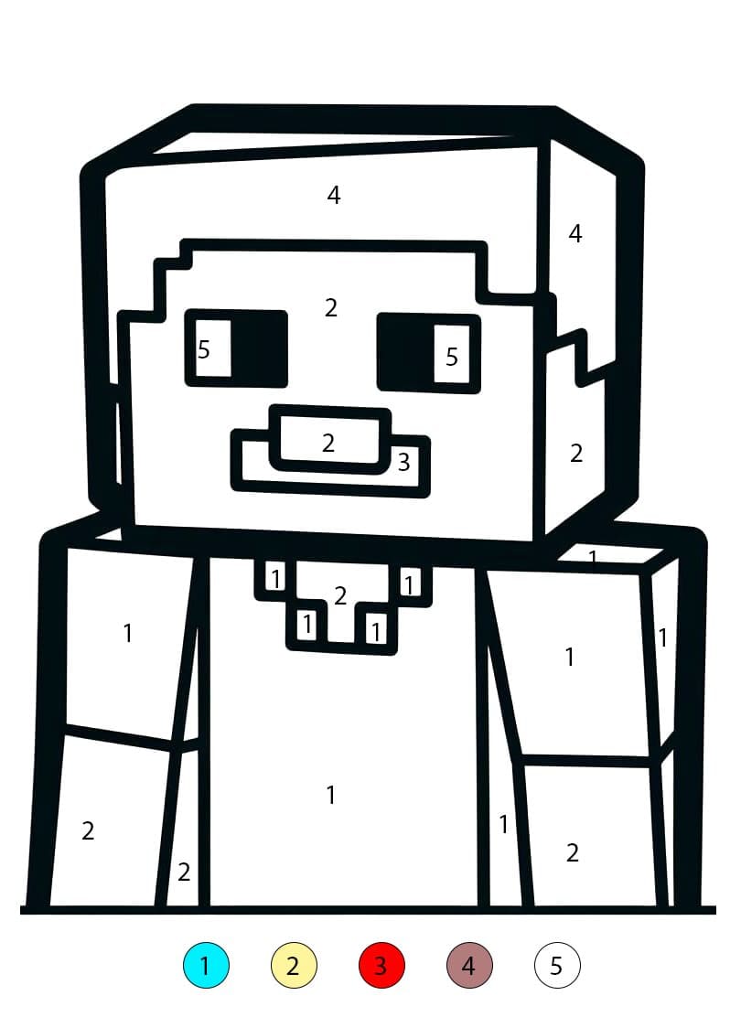 Cartoon Minecraft Steve Color By Number