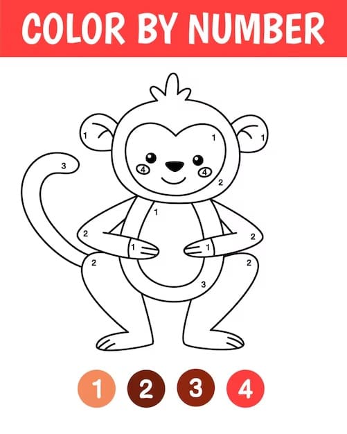 Cartoon Monkey Color By Number