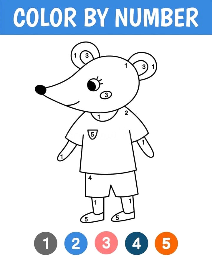 Cartoon Mouse Color by Number