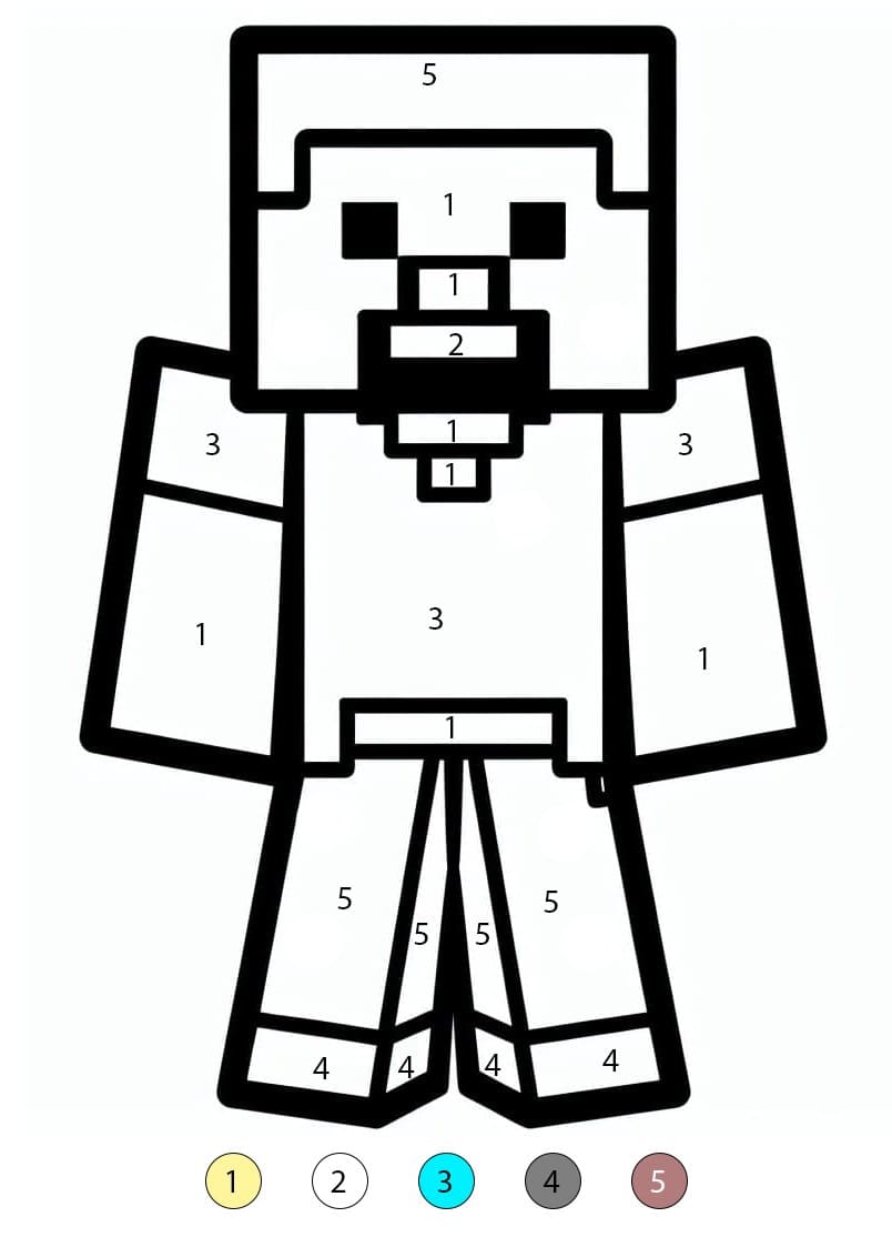 Chibi Minecraft Steve Color By Number