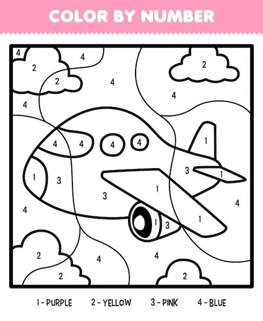 Cute Airplane Color By Number