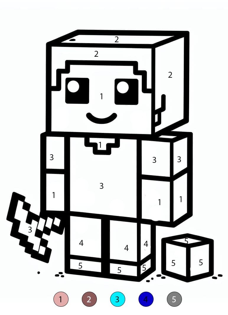 Cute Little Minecraft Steve Color By Number