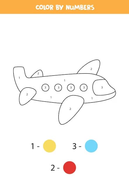 Easy Airplane Color By Number
