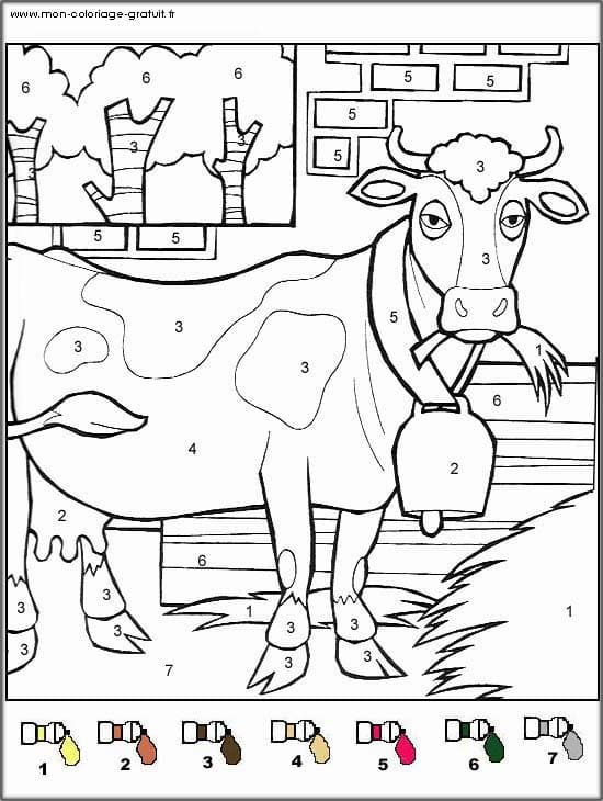 Farm Cow Color By Number Color By Number