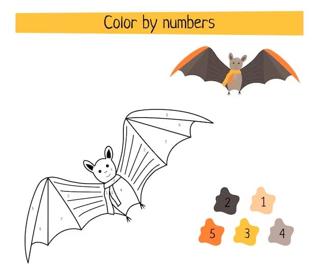 Flying Bat Color By Number