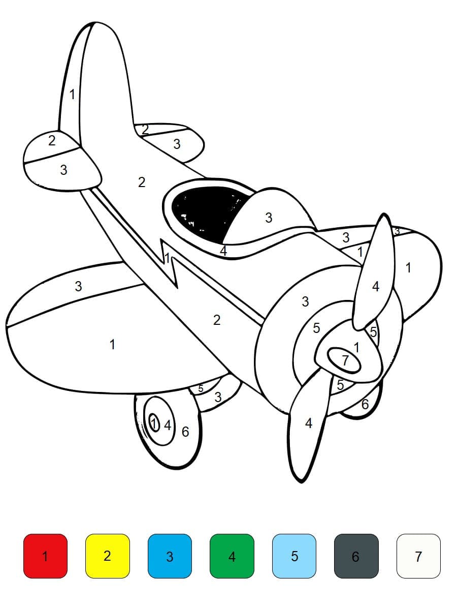 Free Airplane Color By Number