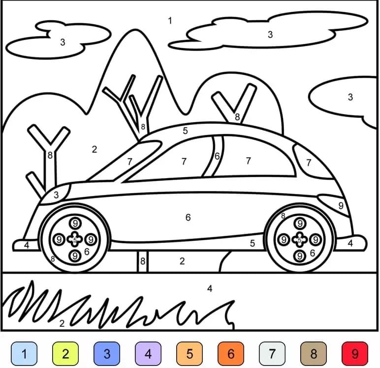 Free Car Color By Number
