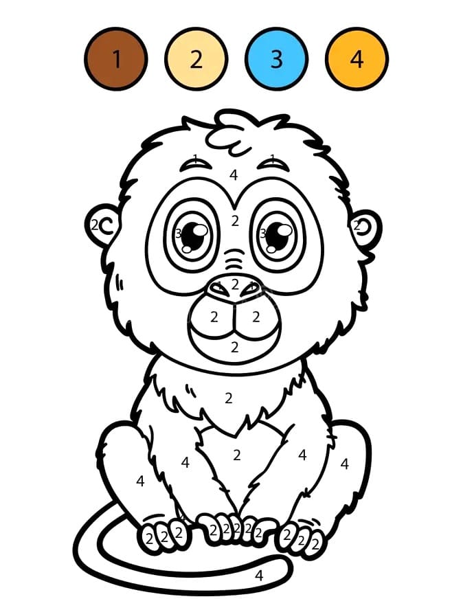 Free Monkey Color By Number