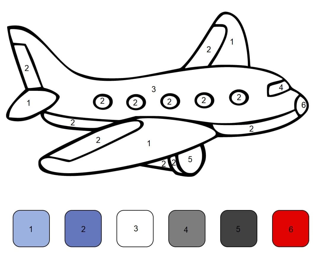 Free Printable Airplane Color By Number