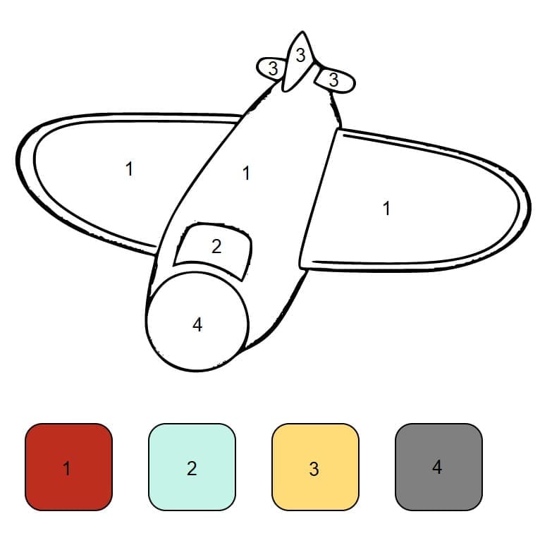 Fun Airplane Color By Number