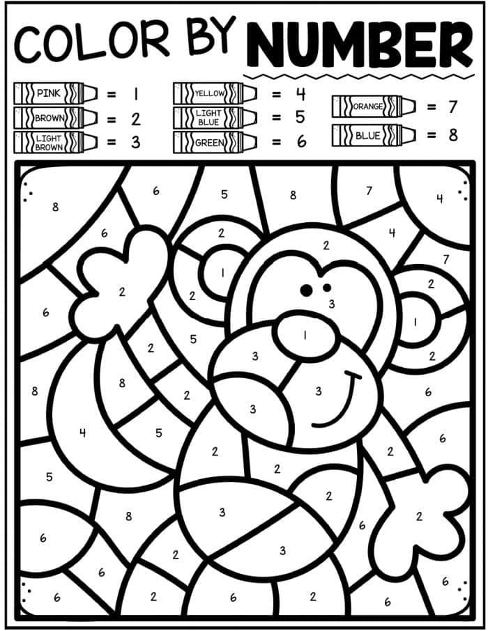 Funny Monkey Color By Number